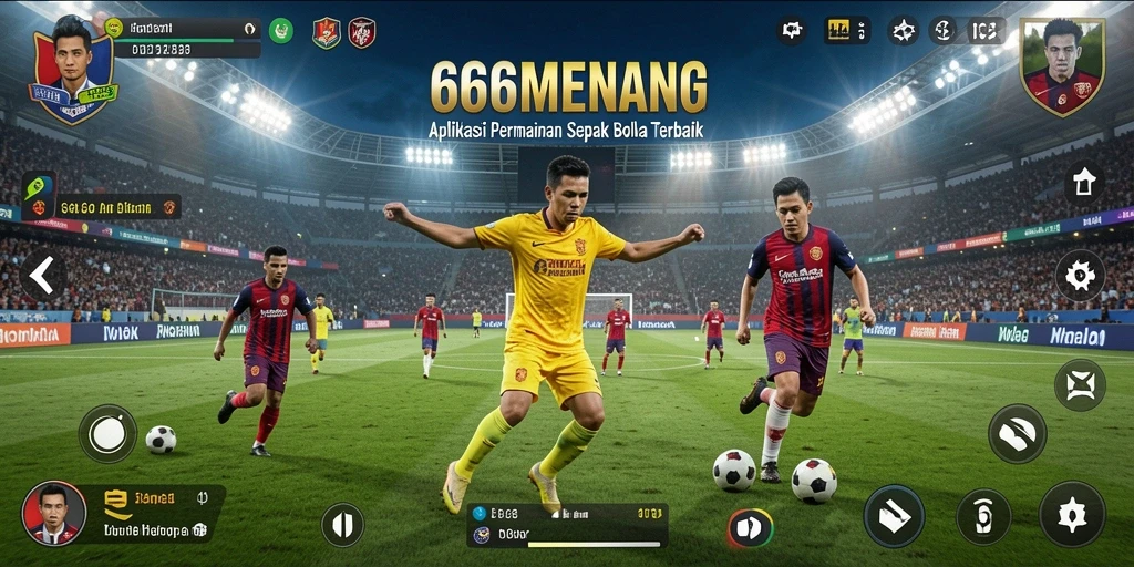 Tampilan gameplay seru dari 666MENANG dengan aksi sepak bola realistik.