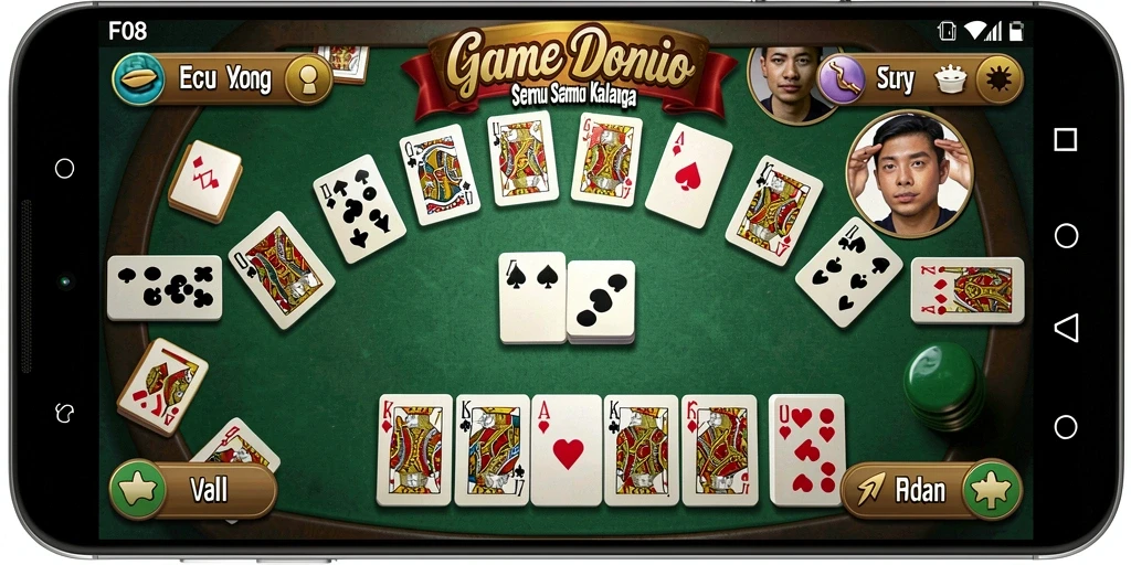 Tampilan gameplay seru dari F08 game Domino.