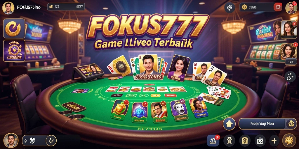 Screenshot FOKUS777 menunjukkan suasana Live Casino yang mendebarkan.