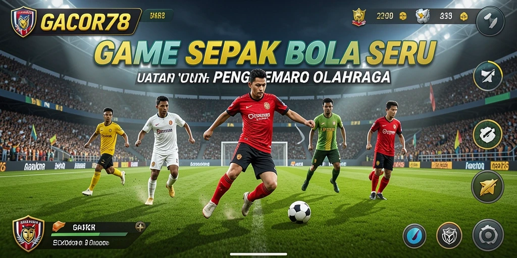 Tampilan gameplay GACOR78 dengan aksi sepak bola yang seru.