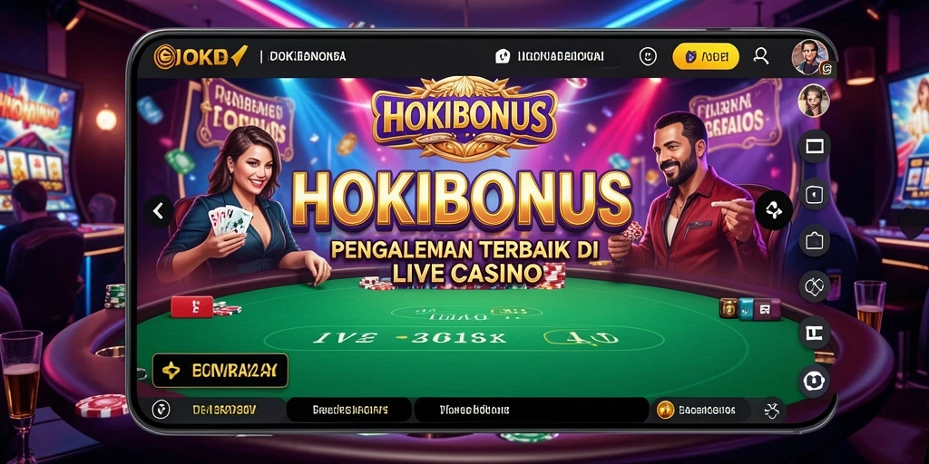 Screenshot HOKIBONUS menampilkan dealer langsung dan gameplay menarik.