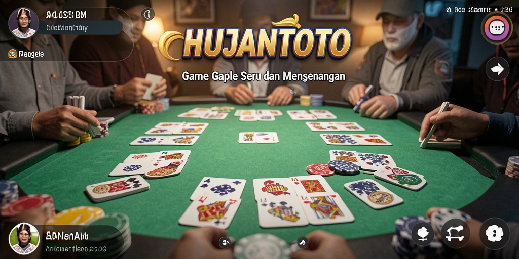 Tampilan gameplay menarik dari HUJANTOTO yang menggambarkan suasana Gaple.