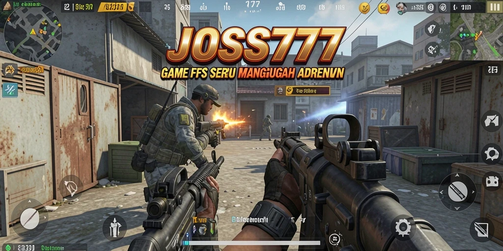 Screenshot JOSS777 menampilkan aksi menembak yang mendebarkan di medan perang.