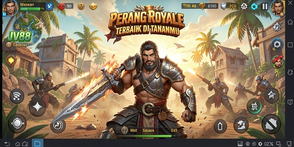 Gameplay menegangkan dari JV88 dalam pertempuran Battle Royale.