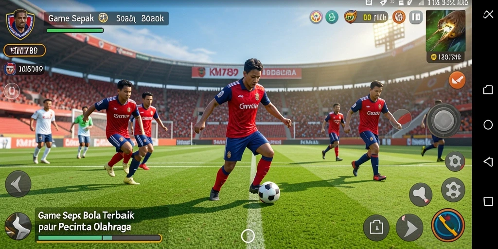 Tampilan gameplay KM789 yang menegangkan dalam pertandingan sepak bola.