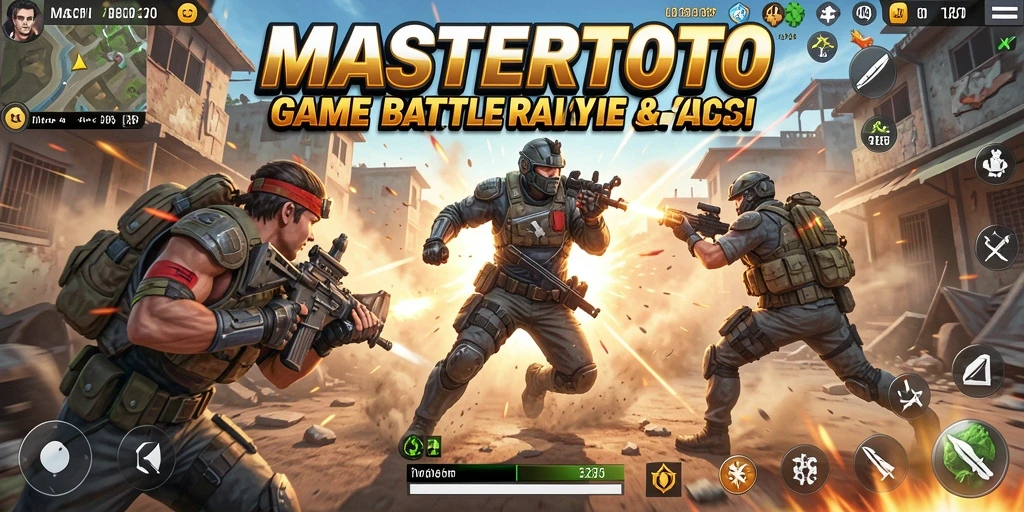 Tangkapan layar utama MASTERTOTO menunjukkan pertempuran intens di arena Battle Royale.