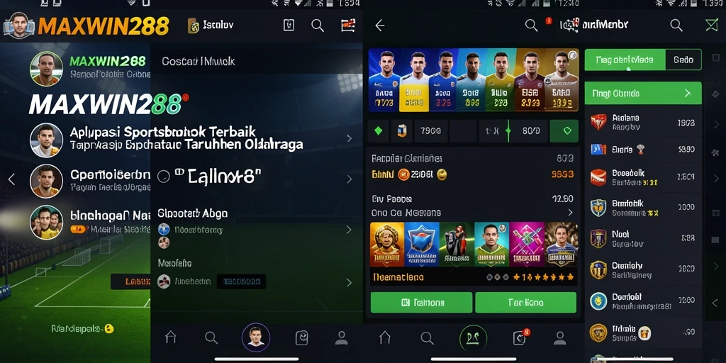 Tampilan utama aplikasi MAXWIN288 dengan berbagai pilihan taruhan olahraga.