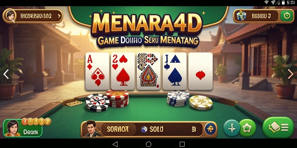 Tampilan gameplay seru dalam MENARA4D dengan kartu domino.