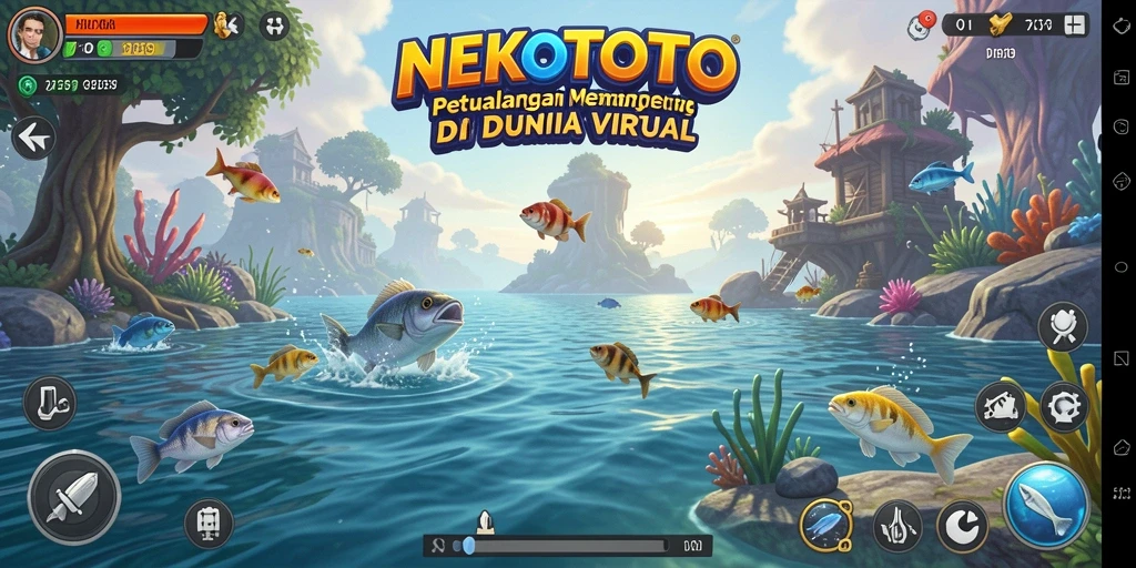 Gameplay NEKOTOTO yang menampilkan pengalaman memancing yang menarik.