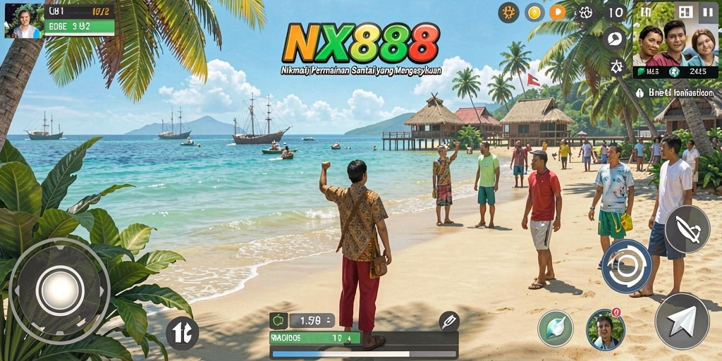 Tampilan gameplay NX888 dengan grafis ceria dan interaksi menyenangkan.