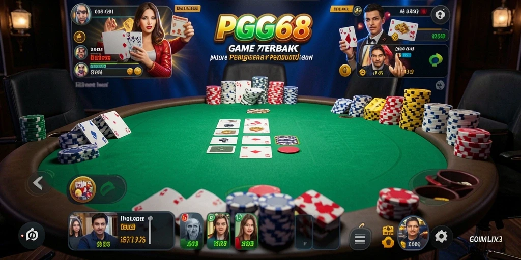 Tampilan menarik dari gameplay PGG68 dengan suasana poker yang mendebarkan.