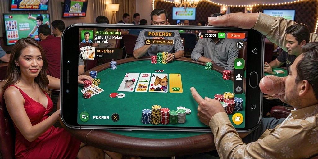 Screenshot utama POKER88 menampilkan gameplay poker yang mendebarkan.