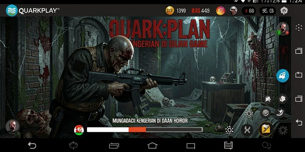 Tampilan gameplay menakutkan dalam QUARKPLAY yang penuh ketegangan.