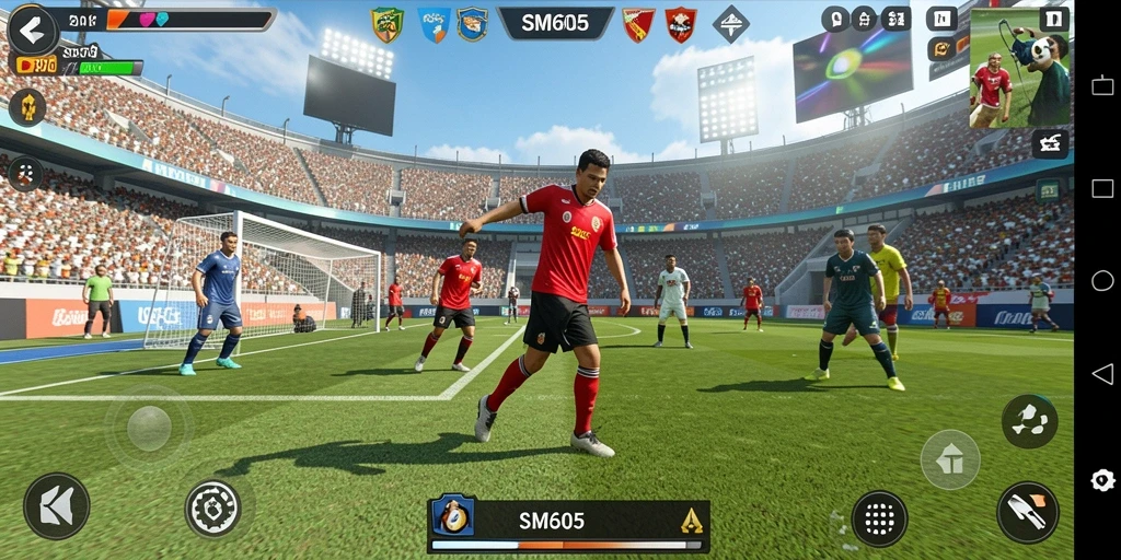 Tampilan gameplay SM605 yang mendebarkan dalam pertandingan olahraga.