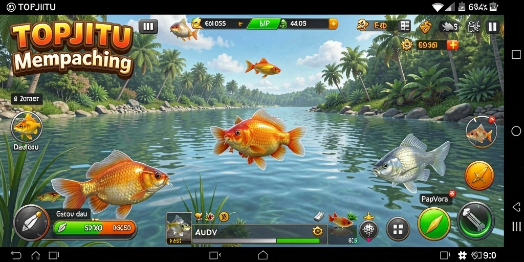 Tampilan gameplay adalah pengalaman memancing yang menakjubkan di TOPJITU.